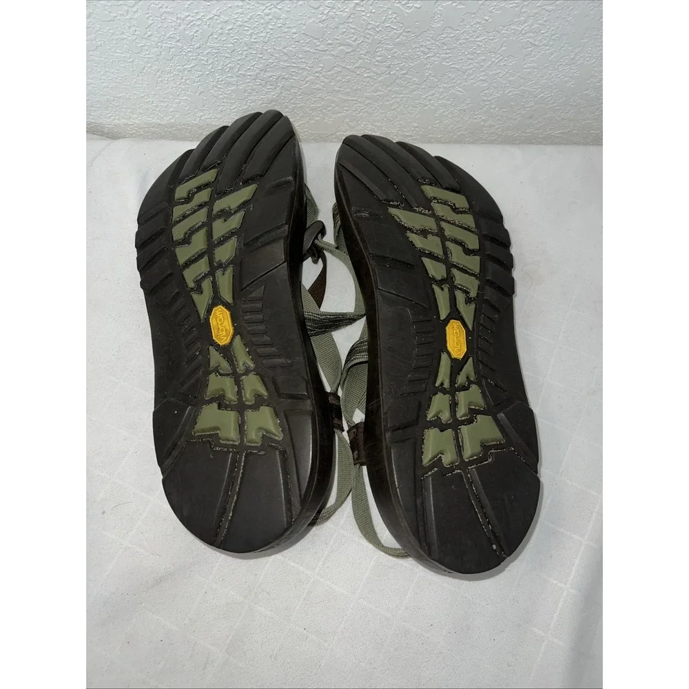 CHACO‎ Z Cloud Brown Green Vibram Sole Sport Toe Loop Sandals Sz 13 Adjustable